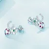  925 Silver Lucky Four-Leaf Clover Stud Earrings 