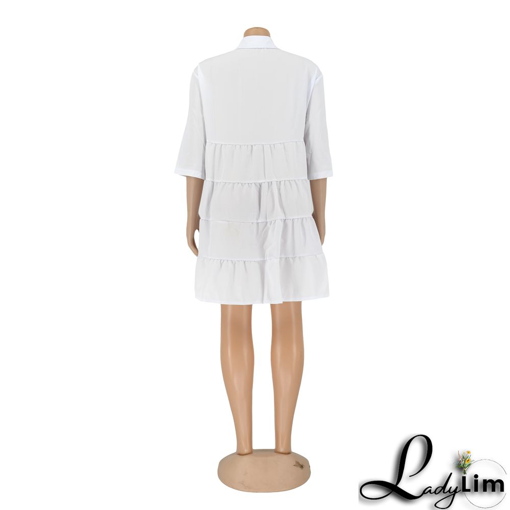 Women's Dress Short Sleeve Shirt Dress Loose Summer Short Skirt A-Line Skirt