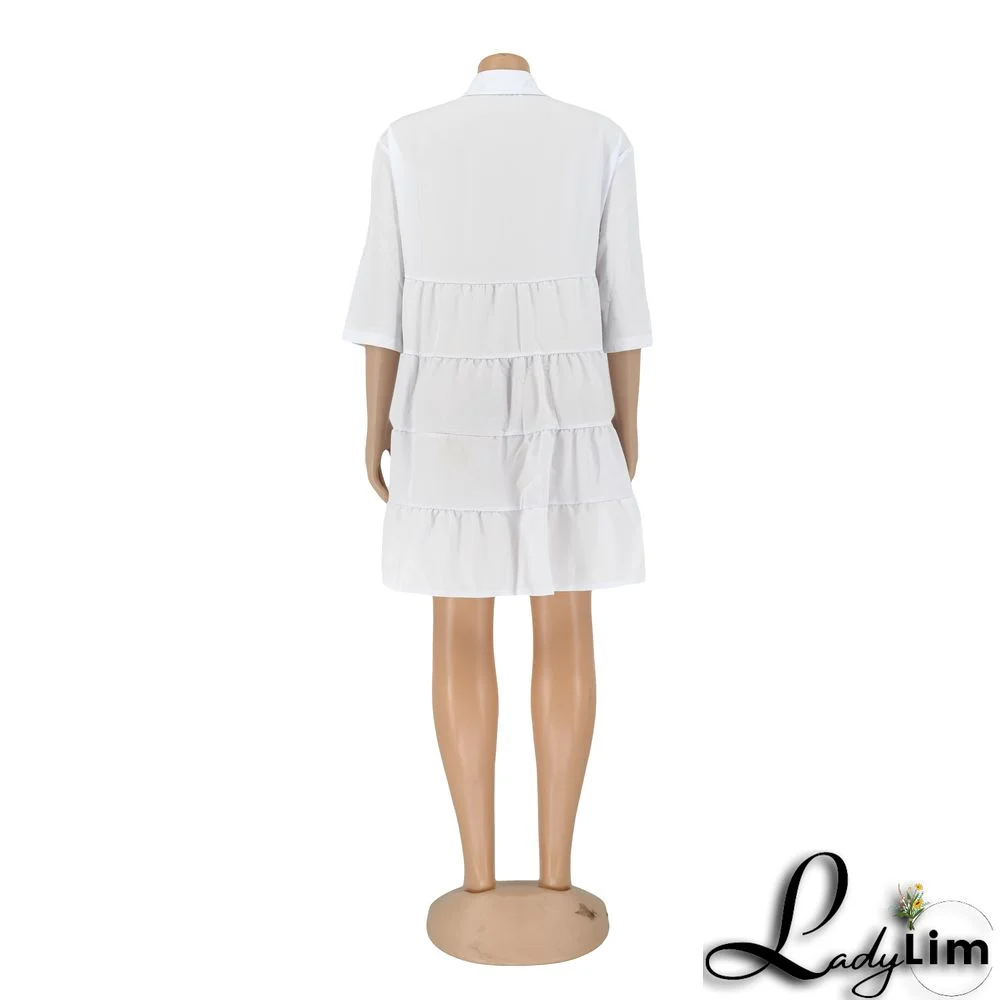 Women's Dress Short Sleeve Shirt Dress Loose Summer Short Skirt A-Line Skirt