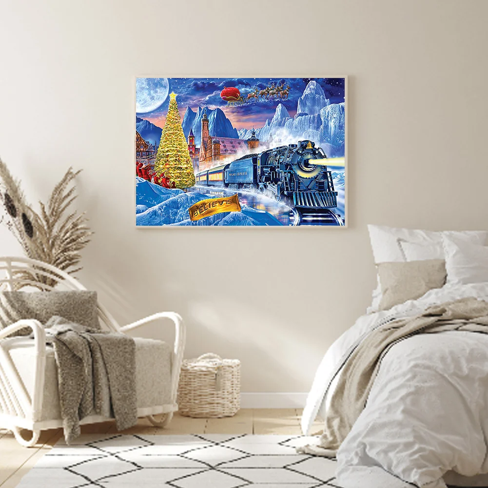 Diamond Painting - Full Round Drill - Christmas Train(50*40cm)