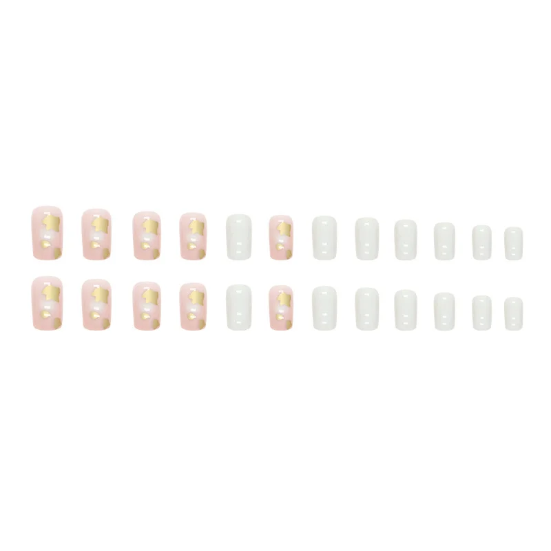 Churchf Churchf And Long European Square Fresh Pure Color Nail Gold Foil Eggshell Fragments Ins Wind Fake Nails Wear Nail Tablets