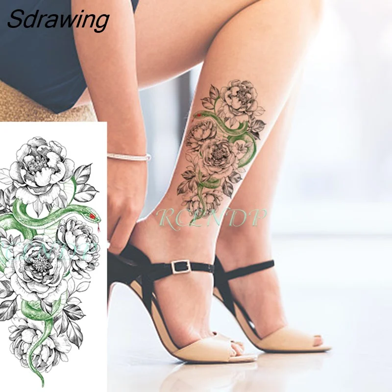 Sdrawing Temporary Tattoo Sticker Wolf Large Animal Triangle Dot Design Fake Tatoo Flash Tatto Arm Leg Body Art for Women Men