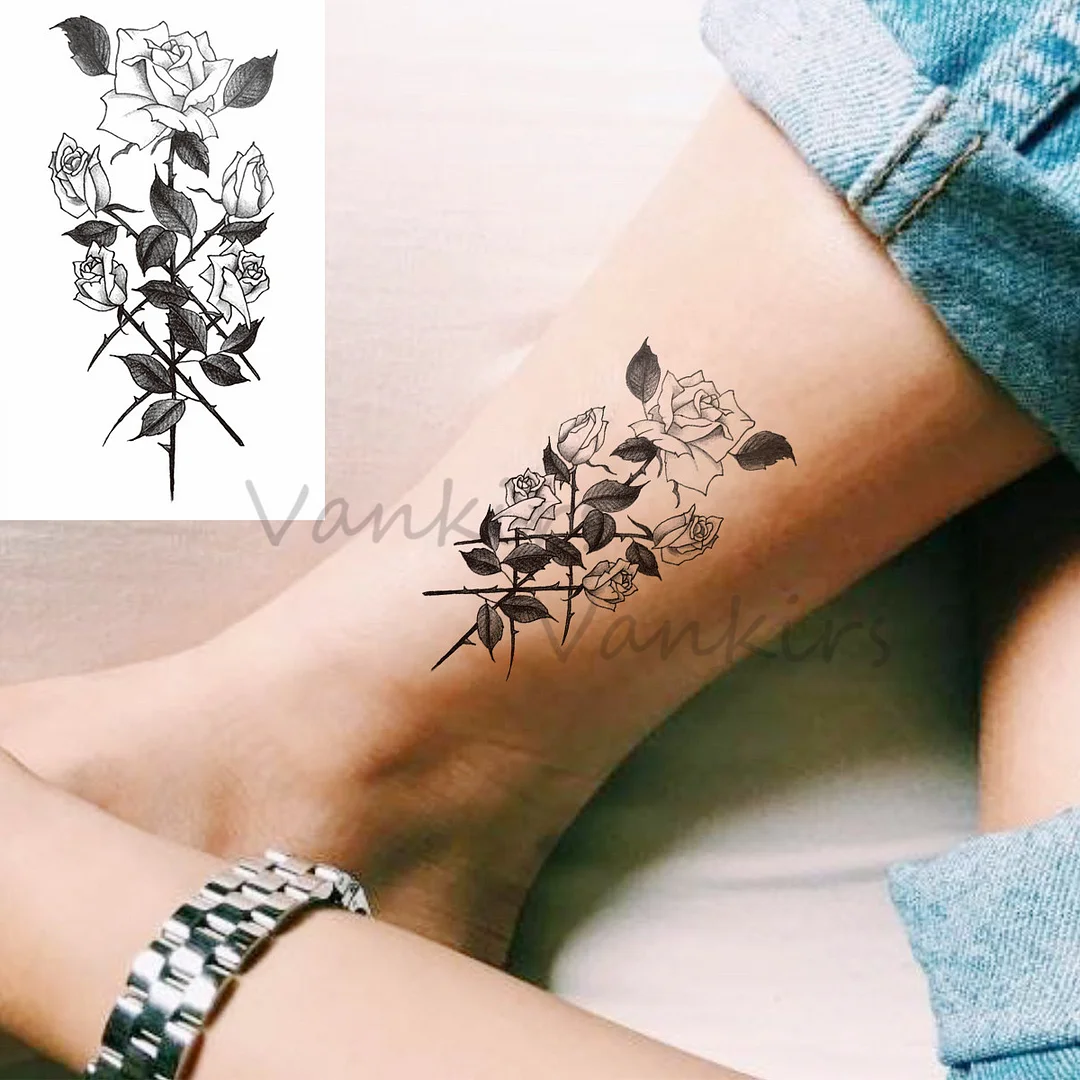 Sdrawing Cloud Coconut Tree Temporary Tattoos For Adults Girls Tiger Flower Compass Mountain Fake Tattoo Sticker Arm Leg Tatoos