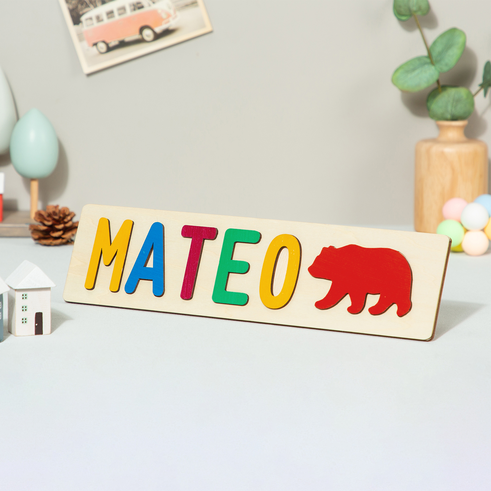 Personalized Kid's Wooden Name Alphabet Puzzle Toy for Toddlers Early