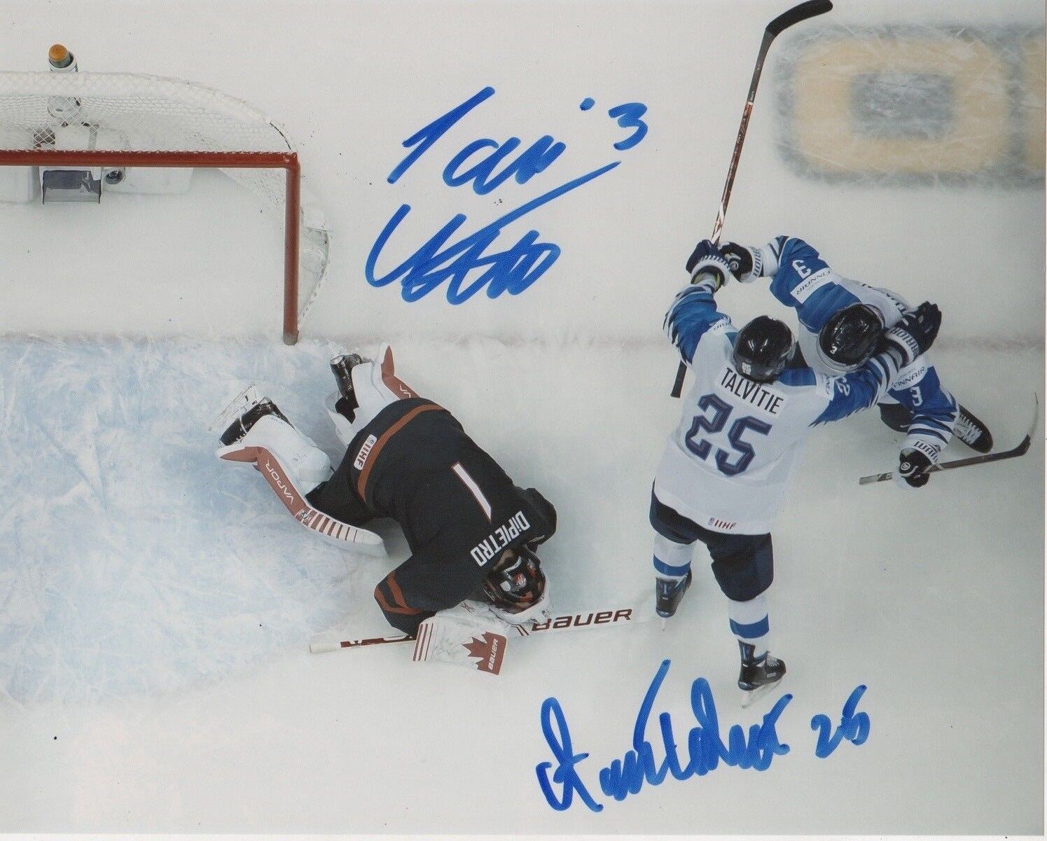 Finland Toni Utunen Aarne Talvitie Signed Autographed 8x10 IIHF Photo Poster painting COA #1