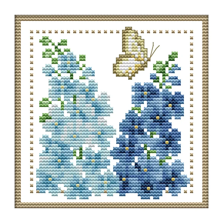 Months Flower July 11CT Printed Cross Stitch Kits (21*21CM) fgoby
