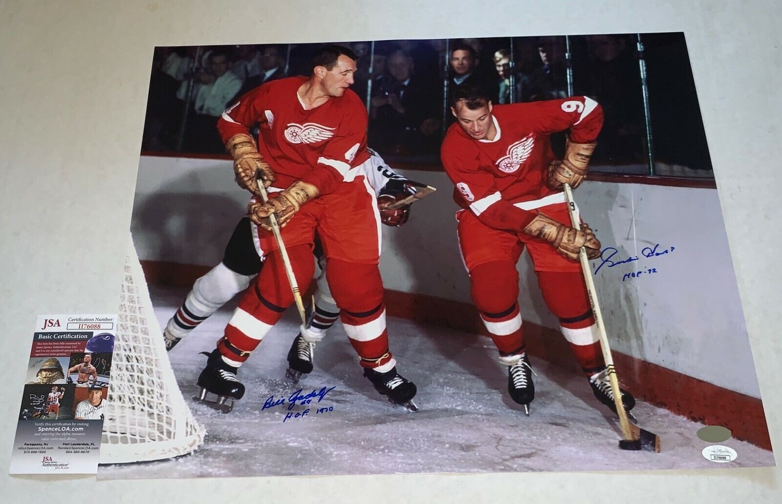 Gordie Howe & Bill Gadsby signed Detroit Red Wings 16x20 Photo Poster painting HOF Inscript. JSA