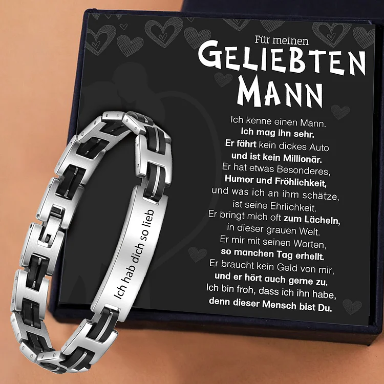 Kettenmachen Herren Edelstahl Personalisiertes Text mit Gravur Armband-Für meinen geliebten Mann-Geschenk mit Nachrichtenkarte