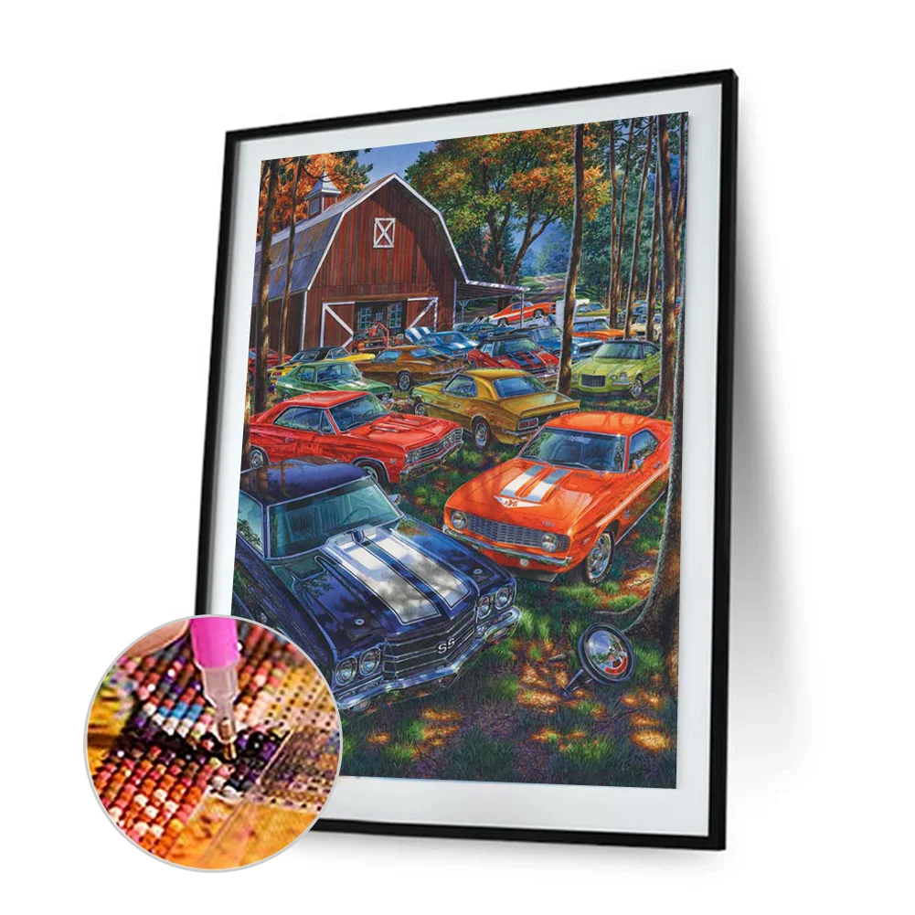 Full Round Diamond Painting 35*45 - Forest Parking Lot