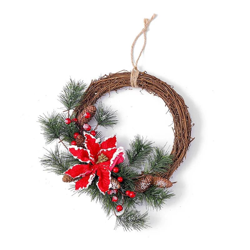 1201/5000  Christmas rattan wreath hanging diy rattan car garland door hanging festive window decoration props