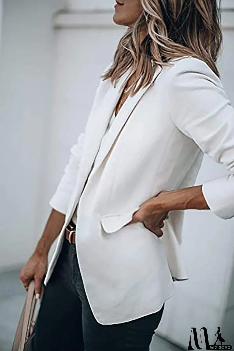 MidiSono - Casual Turndown Collar Coat