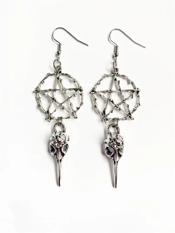 Gothic Punk Style Star& Bird Beak Pendants Earrings