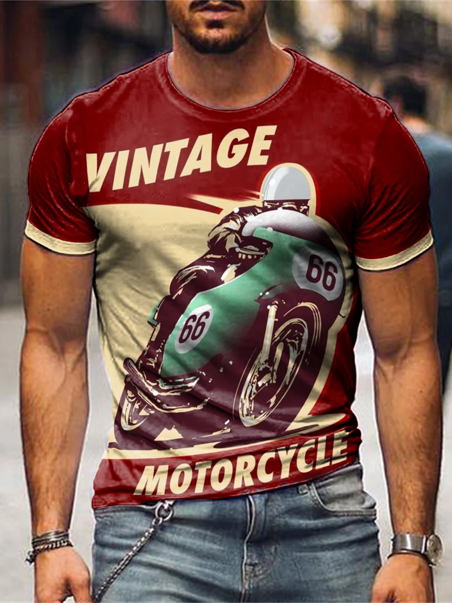 Crew neck casual contrast locomotive print T-shirt / [viawink] /
