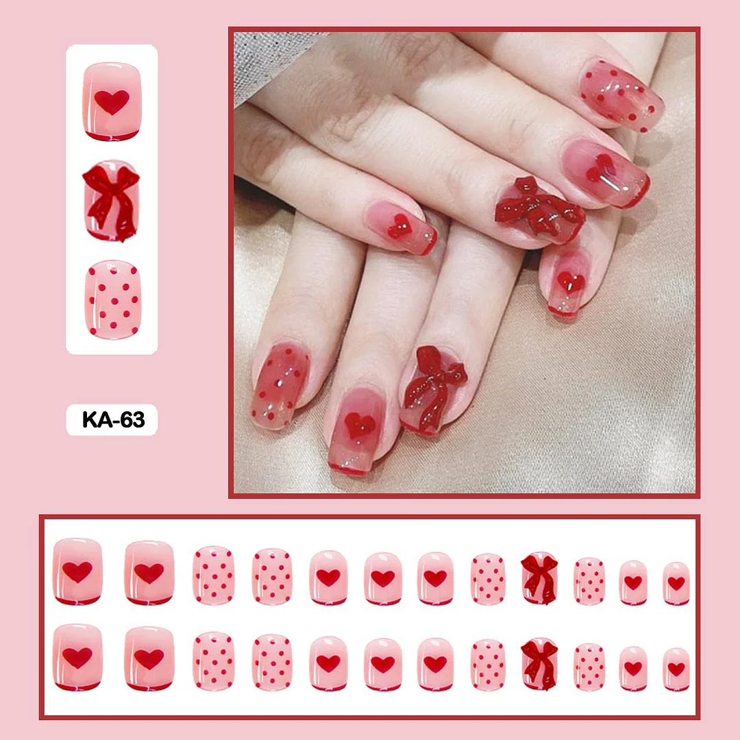 Butterfly Lovely Girl Nail Art Wearable Press On Fake Nails Tips With Glue And Sticker 24pcs/box With Wearing Tools As Gift-Nail Inspo