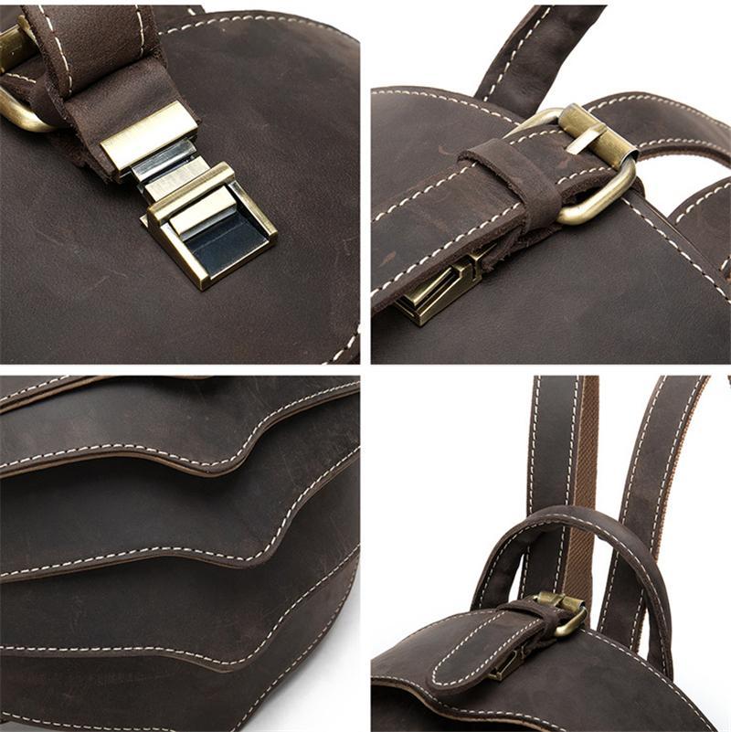 Cool Retro Beetle Shaped Genuine Leather Handmade  Flap Cover Rucksack