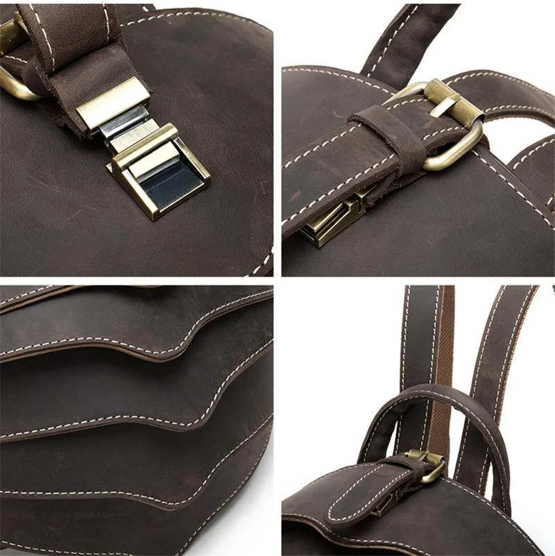 Cool Retro Beetle Shaped Genuine Leather Handmade  Flap Cover Rucksack