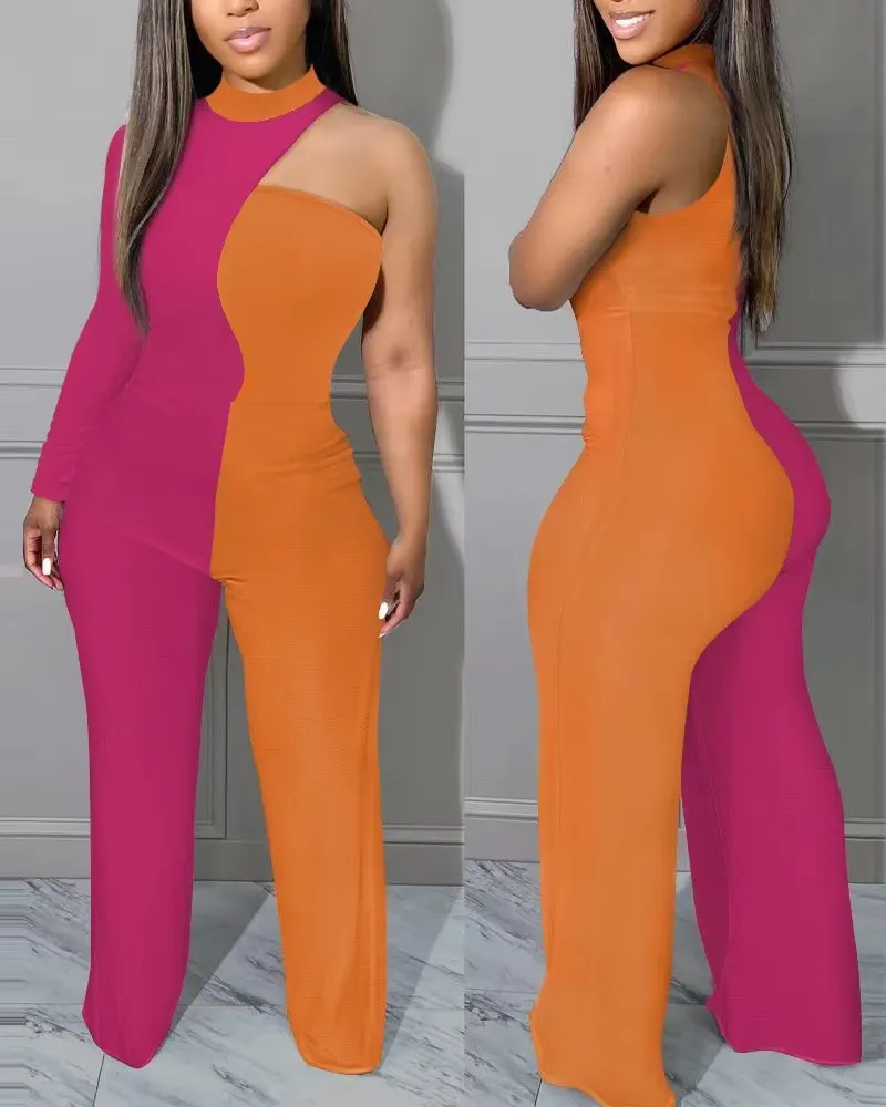 Uveng Uveng Spring And Summer New Women's Irregular Trousers Out-Shoulder Commuting Jumpsuit