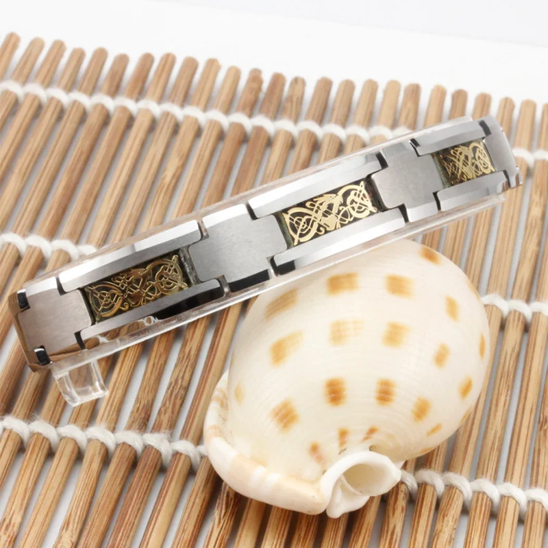 Women's Or Men's Unisex 220mm Celtic Dragon Knot Tungsten Carbide Hologram Bracelets with Fashion Link Chain Bangle Jewelry Gifts For Mens And Womens