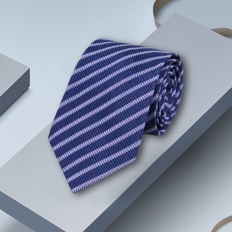 Cravate classique en soie rayée pour hommes de 8 cm- SOIE PLUS