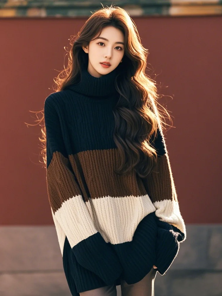 Athvotar Athvotar High-Necked Sweater Women's Autumn And Winter New Korean Atmosphere Soft Languid Outside Wearing Knitwear Tops