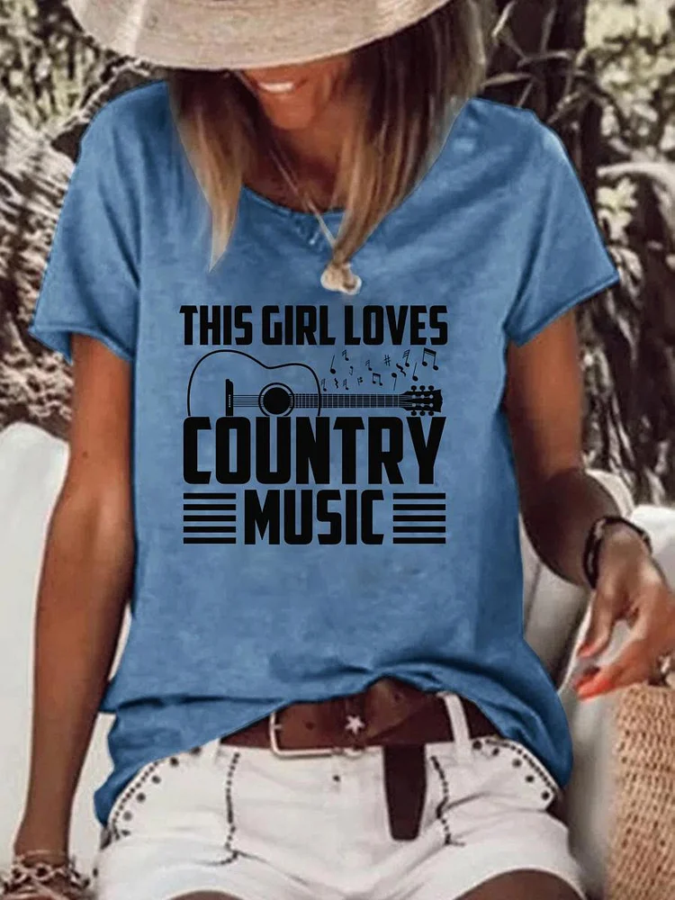 This Girl Loves Country Music Raw Hem Tee