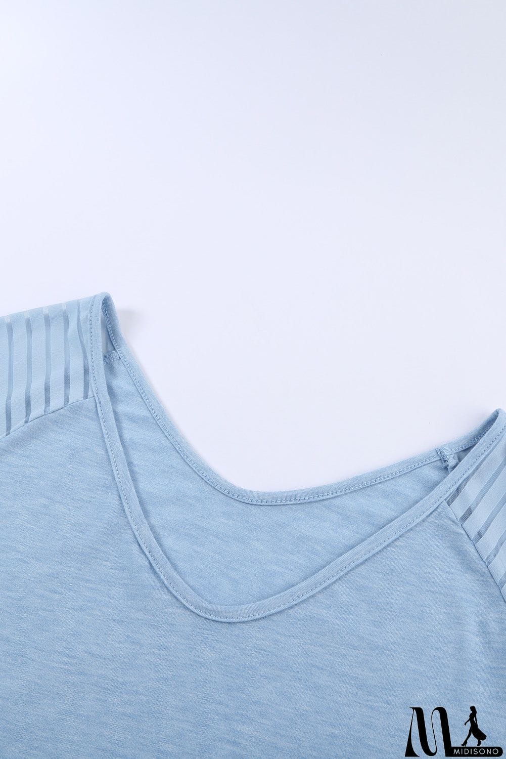 MidiSono - Sheer Stripe V-Neck Top