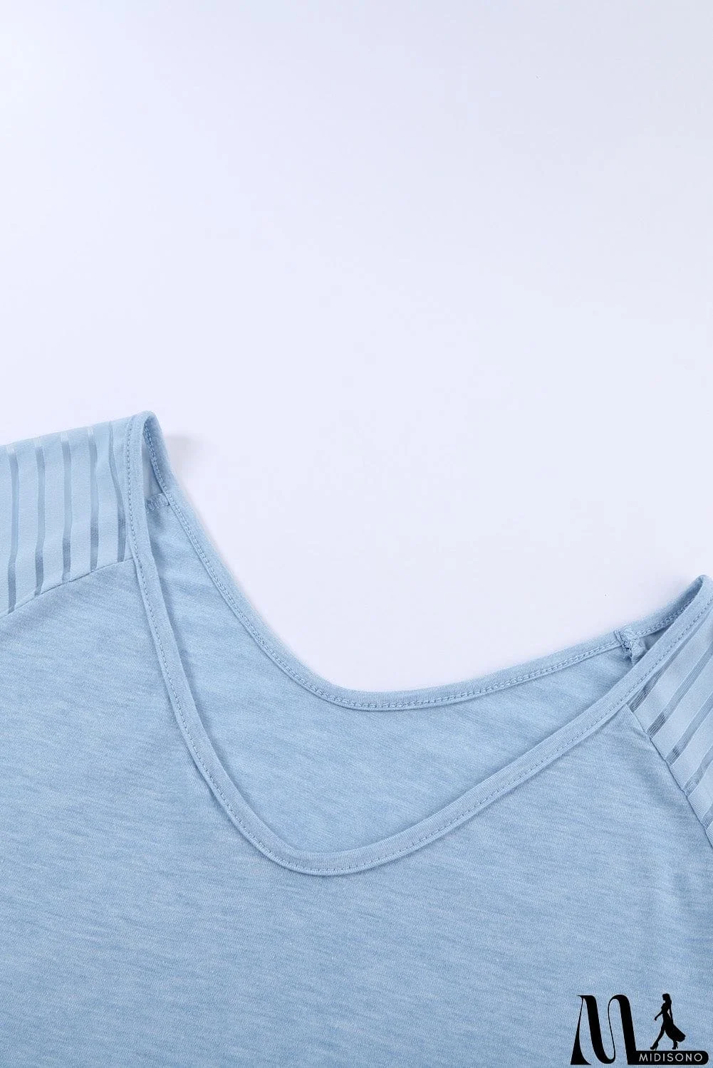 MidiSono - Sheer Stripe V-Neck Top