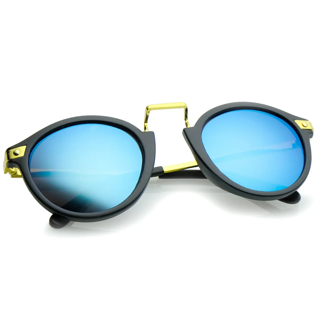 Retro Horn Rimmed Metal Nose Bridge P3 Round glasses 50mm