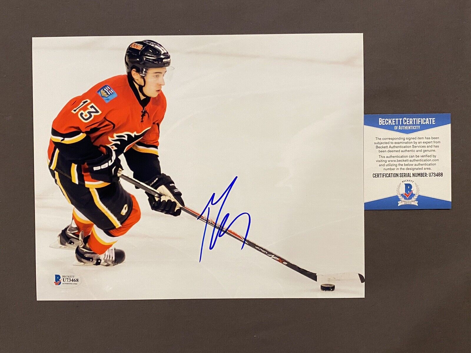 BECKETT COA! JOHNNY GAUDREAU Signed Autographed 8x10 Photo Poster painting Calgary Flames HOCKEY