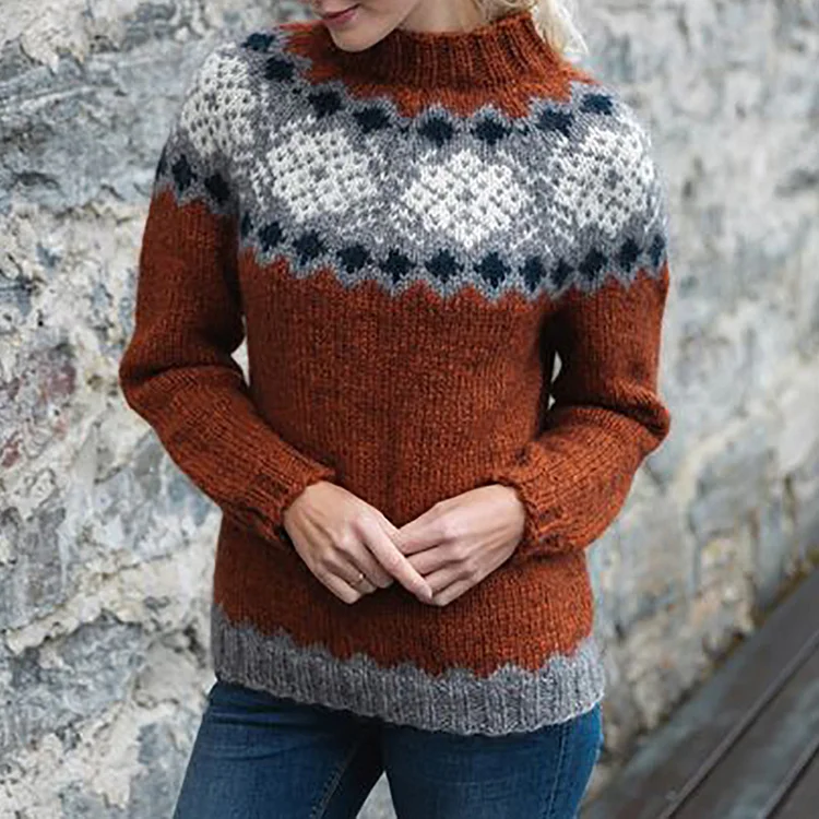 Fairman Island Vintage Contrast Jacquard Sweater