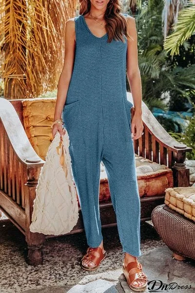 Double Take Full Size Sleeveless Straight Jumpsuit