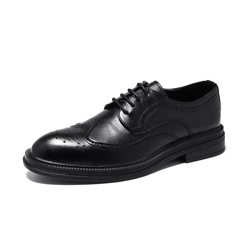 Colourp Colourp Men's Black Business Dress Leather Shoes Men's Platform Casual British Style Groom Wedding Shoes 6151-R