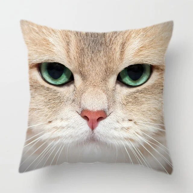 Linen Pillow Case - Cat Face
