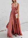 Split-Side Lace-Up Sleeveless Maxi Dresses