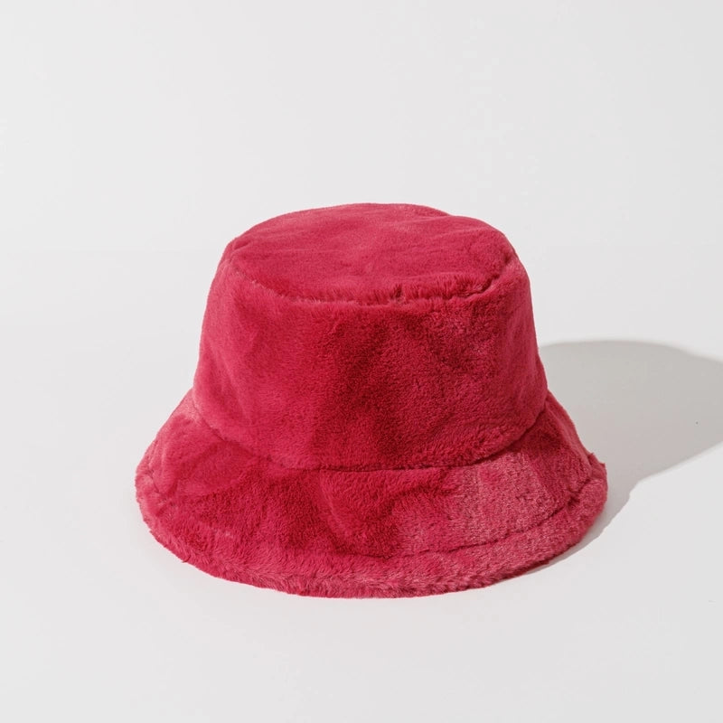 Autumn And Winter New Imitation Rabbit Fur And Velvet Fisherman Hat Women’s Thickened Warm Basin Hat Fashionable Bucket Hat Candy Color