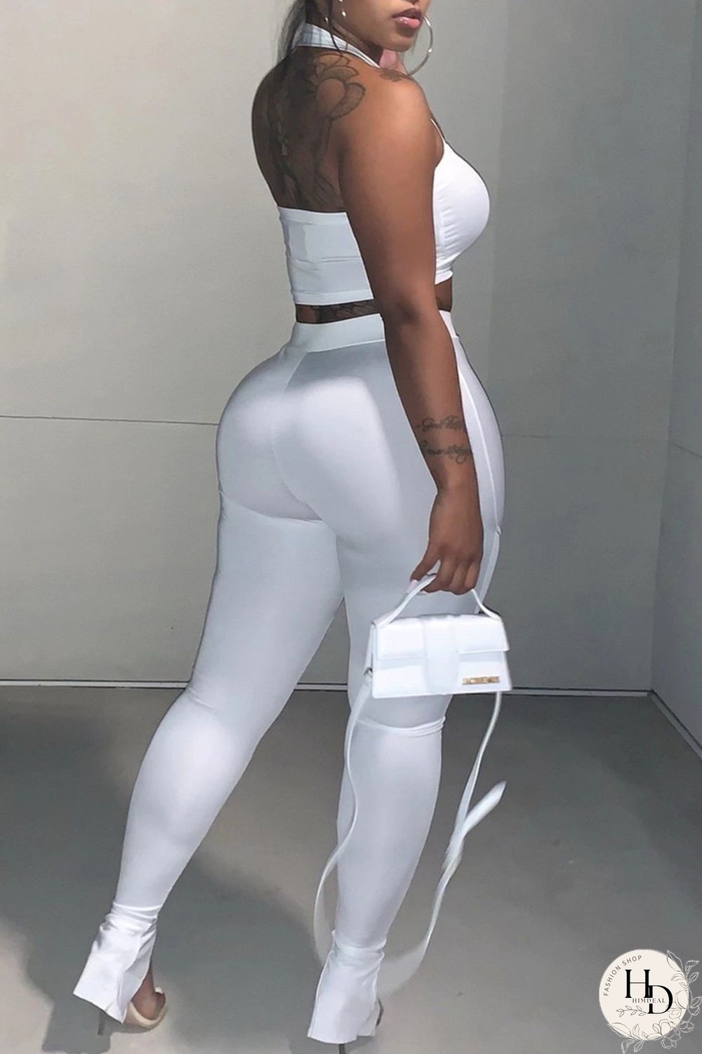 Red Sexy Casual Solid Backless Halter Sleeveless Two Pieces