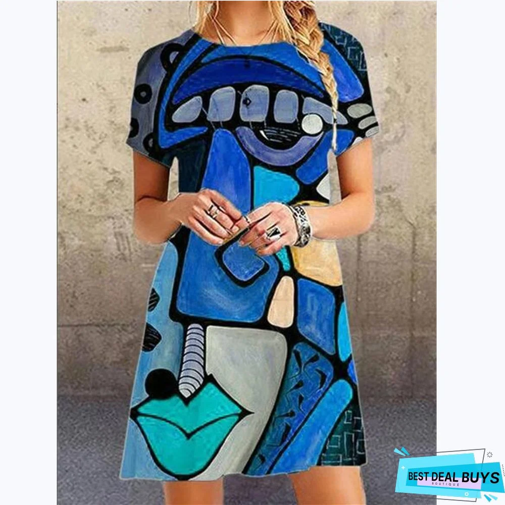 Fashion Printed Large Size Loose Dress