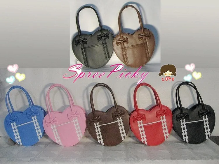 Lolita winter heart with ribbon hand bag - 8 colors - free shipping SP140456