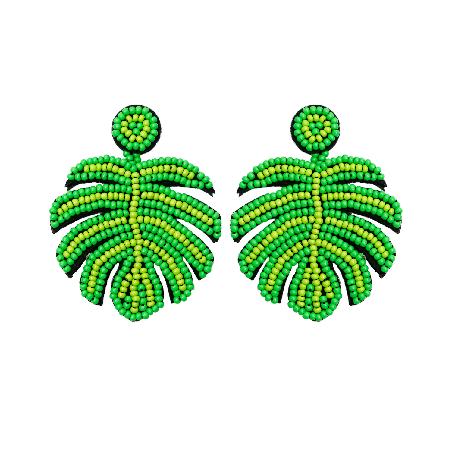 Handmade Vintage Rice Beads Leaf Earrings