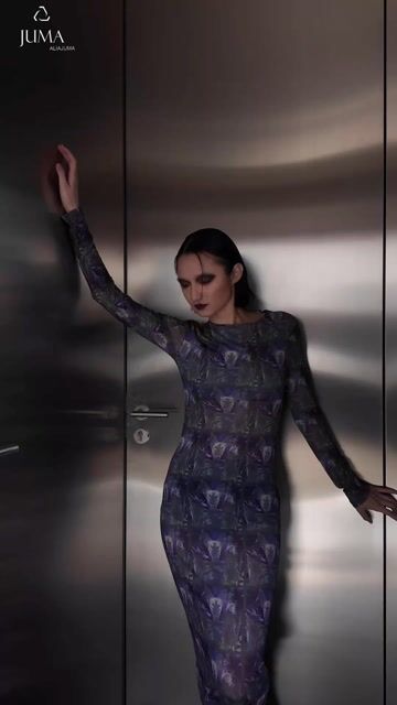 EZZAT Bastet Mesh Dress - 15 Recycled Water Bottles - Violet/Grey