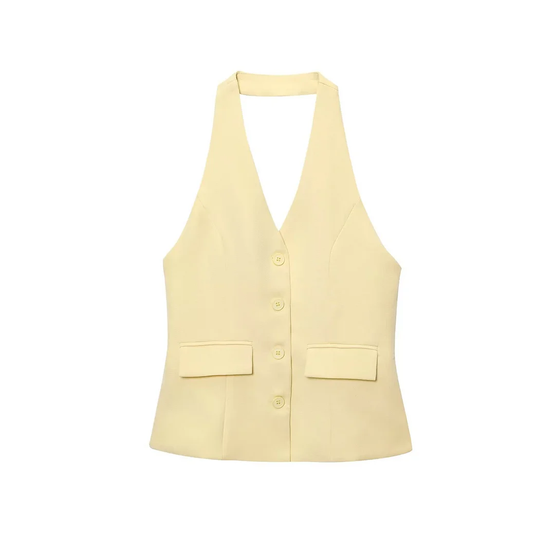 Nigikala Nigikala Autumn New Back Hanging Neck Vest 8364532 Broad Leg Pants 8365532