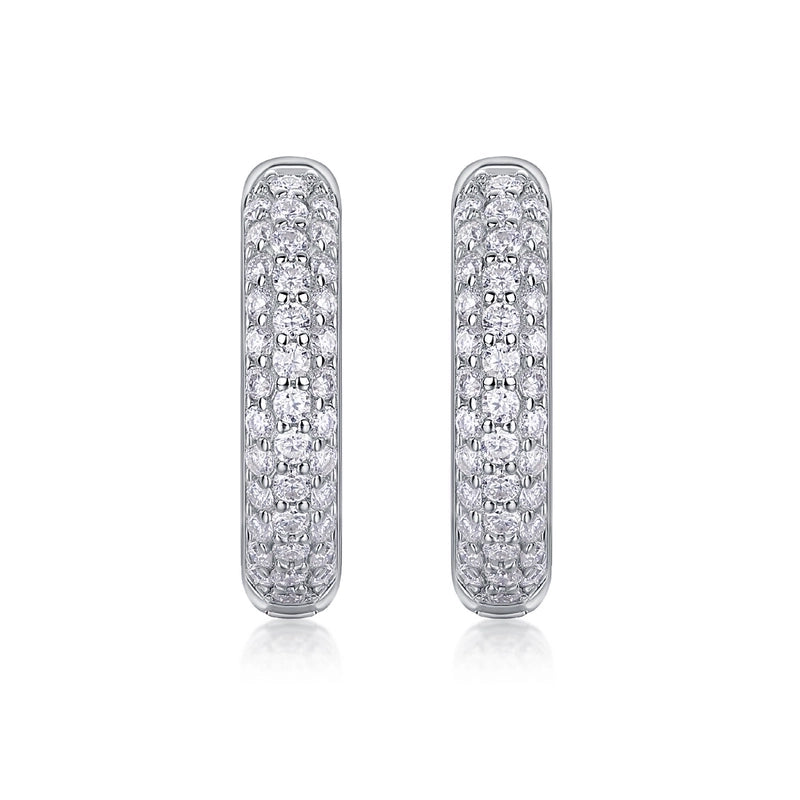 1 Pair White Gold Plated 925 Sterling Silver Moissanite Geometric Earrings