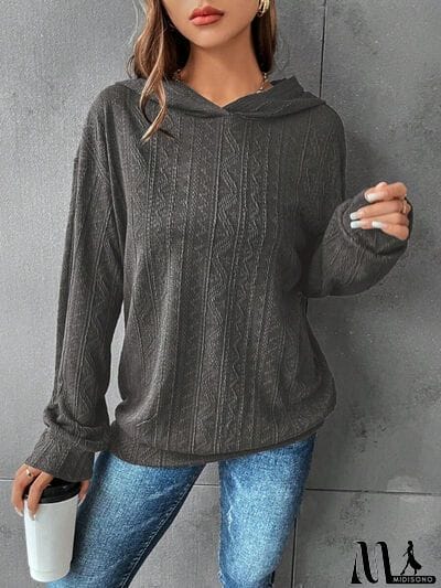 MidiSono - Textured Dropped Shoulder Hoodie