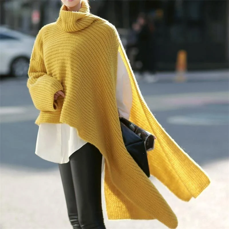 Wongn Wongn Autumn And Winter New Women's Long Sleeve Turtleneck Sweater Knit Jumper Loose Windbreaker