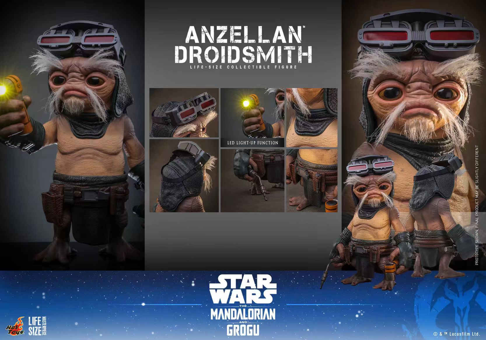 Hottoys - Star Wars: The Mandalorian X Grogu Anzellan Droidsmith Life-Size Collectible Figure LMS017 (Licensed)-