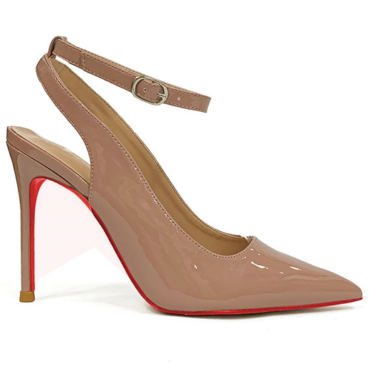 100mm Women's Red Bottoms Ankle Strap Pointed Toe Pumps Wedding Party  High Heels Shoes-MERUMOTE