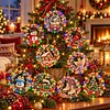 4PCS DIY Christmas Pearl Diamond Painting Acrylic Ornaments with Lights, Pearl & Special Shaped Diamond Wreath Hanging Decorations,Christmas Tree Ornament Kit