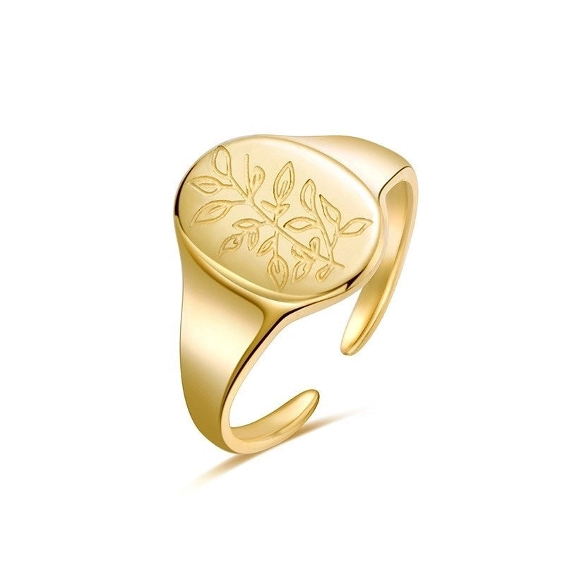 Minimalist Leaf 304 Stainless Steel 18K Gold Plated Gold Plated Open Ring