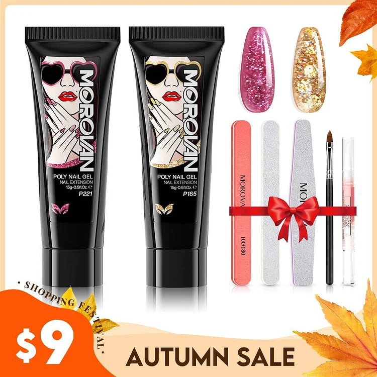 Soft Glossy- 2 Colors 15ml All-in-one Poly Nail Gel Set