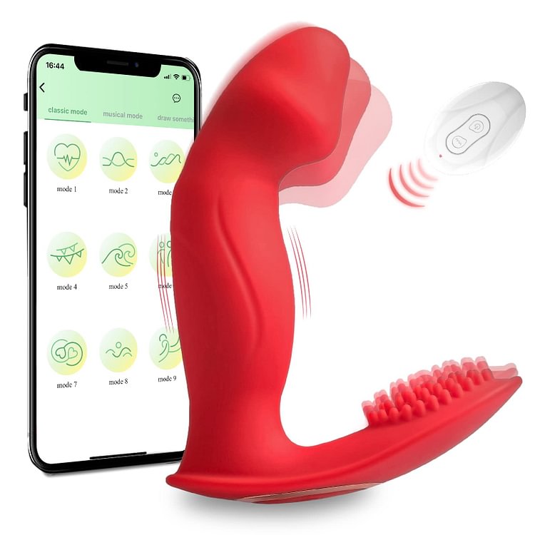 App & Remote Control Wiggling Wearable Panty Vibrator For G Spot Clit Stimulation, Mimic Finger Invisible 9 Wiggling & Vibration Modes Vaginal Anal Dildo Vibrating Panties Adult Sex Toys For Women